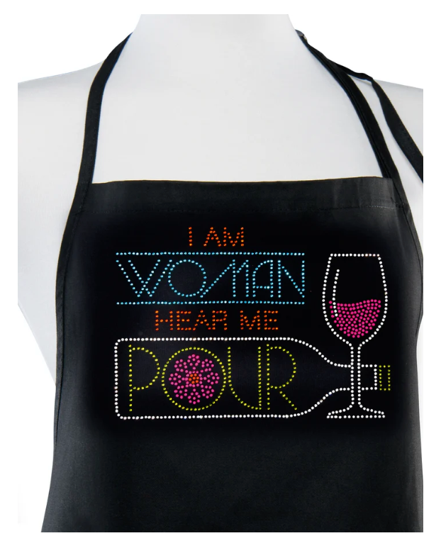 Rhinestone Blk Apron