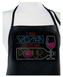 Rhinestone Blk Apron
