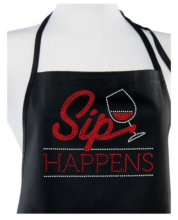Rhinestone Blk Apron