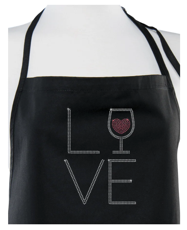 Rhinestone Blk Apron