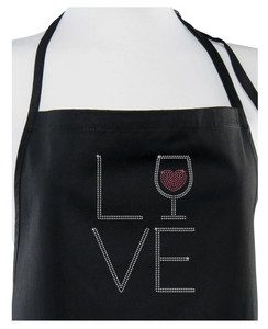 Rhinestone Blk Apron