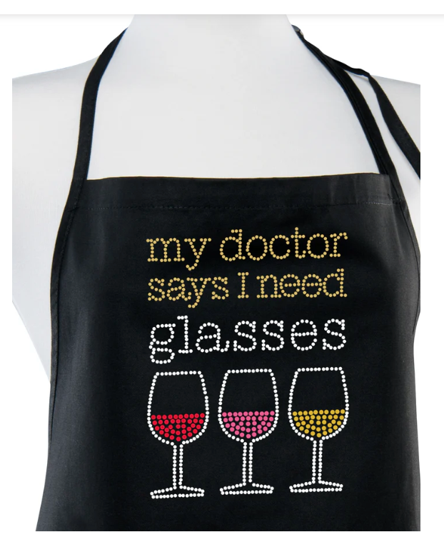 Rhinestone Blk Apron
