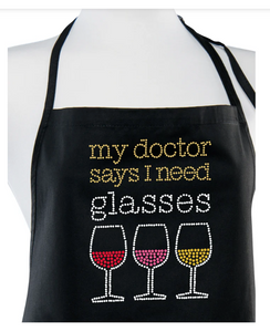 Rhinestone Blk Apron