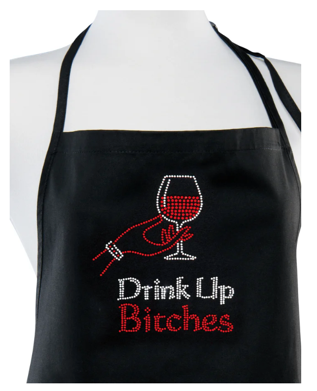 Rhinestone Blk Apron