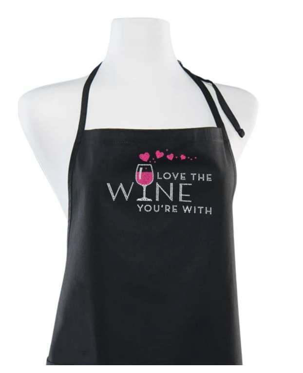 Rhinestone Blk Apron