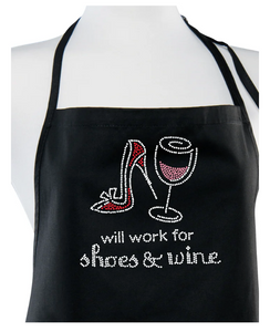 Rhinestone Blk Apron