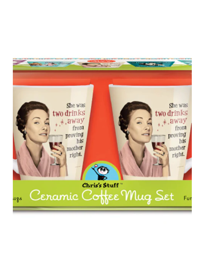 Set of Two Retro Coffee Cups